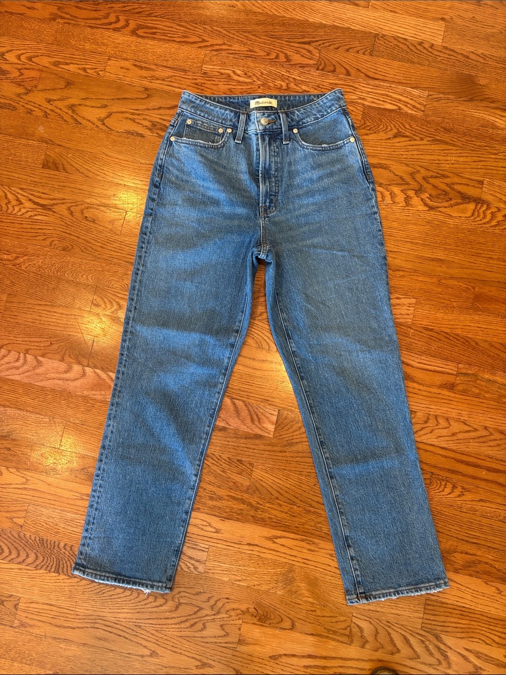 Madewell High-Rise Straight Leg Jeans in Medium Blue
